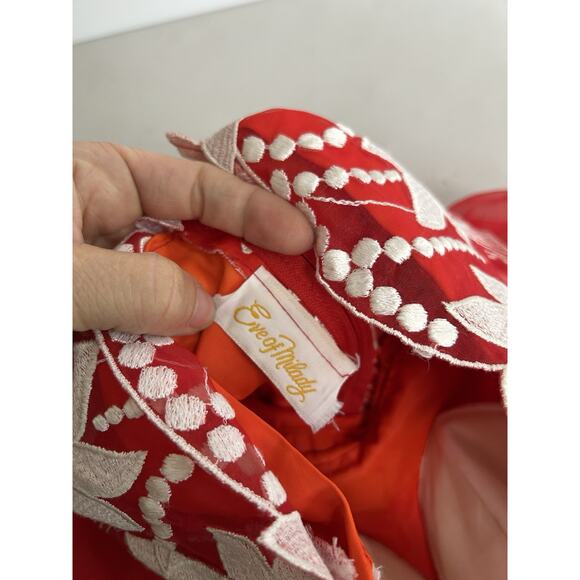 Vintage ‘80s Eve of Milady Red Emboidery Strapless Basque Waist Midi Dress - Picture 5 of 9